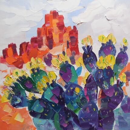 Peinture Santa Rita Prickly Pear par Lunetskaya Elena | Tableau Figuratif Huile Minimaliste, Nature, Paysages