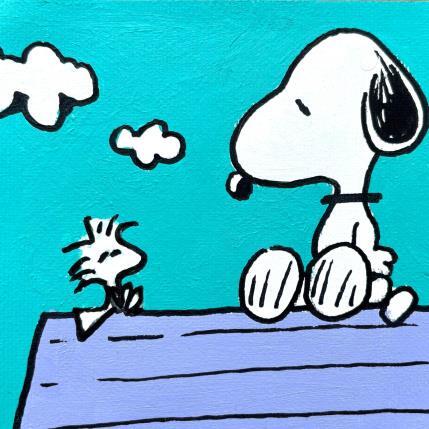 Peinture SNOOPY WITH A FLUOR FRIEND par Mestres Sergi | Tableau Pop-art Acrylique, Graffiti Icones Pop