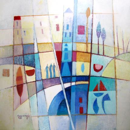 Peinture composition bleue par Burgi Roger | Tableau Figuratif Acrylique