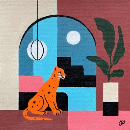 Peinture Midnight Gaze par Birsak Mariah | Tableau Figuratif Acrylique Animaux, Architecture, Natures mortes