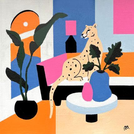 Peinture Watching from the Sofa par Birsak Mariah | Tableau Figuratif Acrylique Animaux, Architecture, Natures mortes