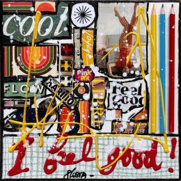 Peinture I feel good par Costa Sophie | Tableau Pop-art Acrylique, Collage, Upcycling