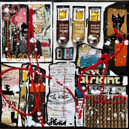 Gemälde The King von Costa Sophie | Gemälde Pop-Art Acryl, Collage, Upcycling Pop-Ikonen