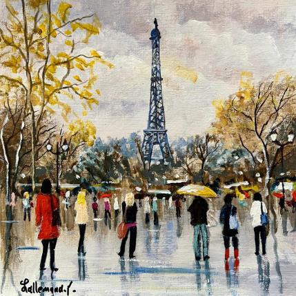 Peinture Tour Eiffel Champs de Mars par Lallemand Yves | Tableau Figuratif Acrylique Urbain