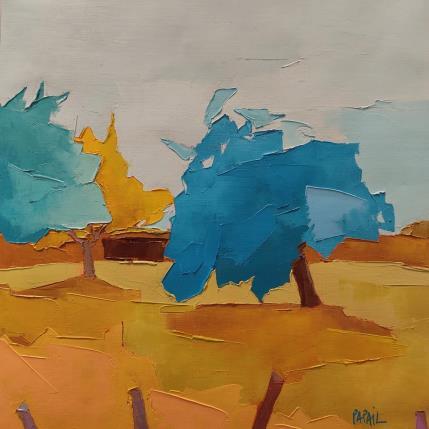 Peinture Trois pommiers dans un pré par PAPAIL | Tableau Abstrait Huile Paysages