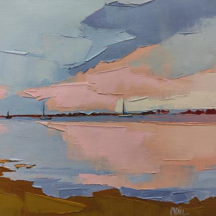 Peinture Un ciel rose sur le havre par PAPAIL | Tableau Abstrait Huile Paysages
