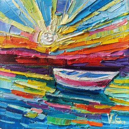 Peinture Boat at sunset  par Georgieva Vanya | Tableau Figuratif Huile Paysages