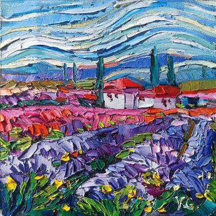 Peinture Lavender and magic sky par Georgieva Vanya | Tableau Figuratif Huile Paysages