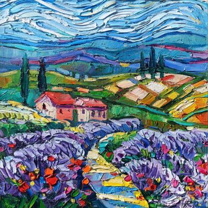 Peinture Lavender and the hills par Georgieva Vanya | Tableau Figuratif Huile Paysages