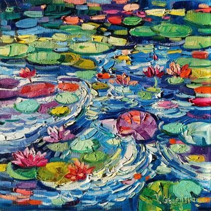 Peinture Water lilies liberty par Georgieva Vanya | Tableau Figuratif Huile Paysages
