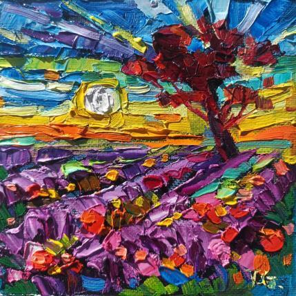 Peinture Lavender at sunset  par Georgieva Vanya | Tableau Figuratif Huile Paysages