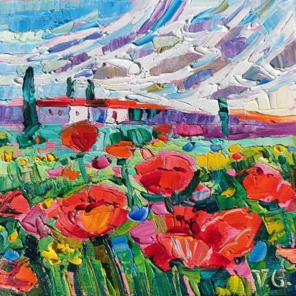 Peinture Poppies in Provence  par Georgieva Vanya | Tableau Figuratif Huile Paysages