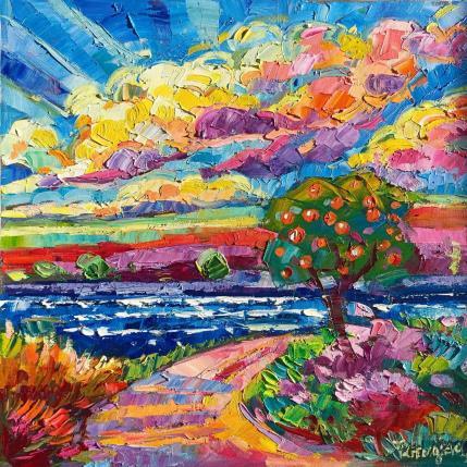 Peinture Orange tree on the coast par Georgieva Vanya | Tableau Figuratif Huile Paysages