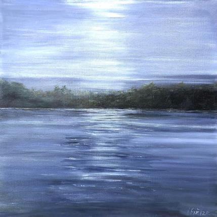Peinture Loire au clair de lune par Fièvre Véronique | Tableau Figuratif Acrylique Paysages
