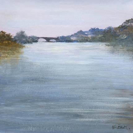 Peinture La Loire à Tours  par Fièvre Véronique | Tableau Figuratif Acrylique Nature, Paysages