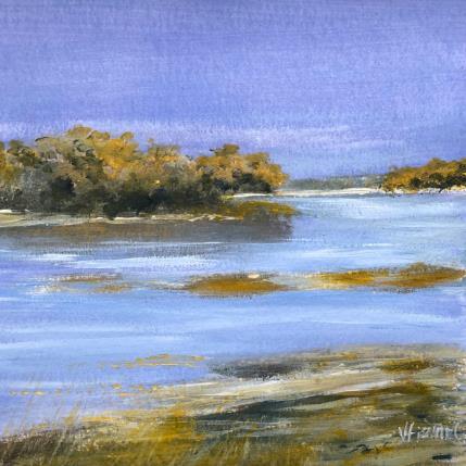 Painting Soleil sur les arbres en bord de Loire by Fièvre Véronique | Painting Figurative Acrylic Landscapes, Nature, Pop icons