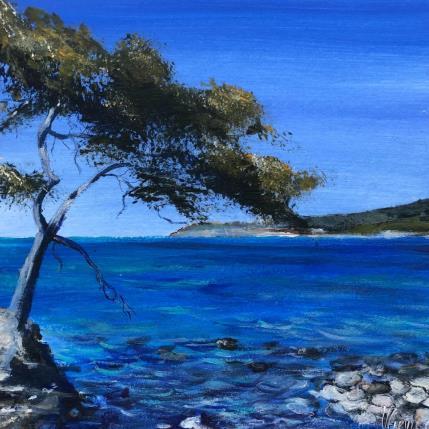 Peinture Pin dans les calanques par Fièvre Véronique | Tableau Figuratif Acrylique Marine, Nature