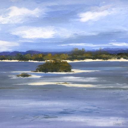 Peinture Ilôt sur la Loire par Fièvre Véronique | Tableau Figuratif Acrylique Nature, Paysages