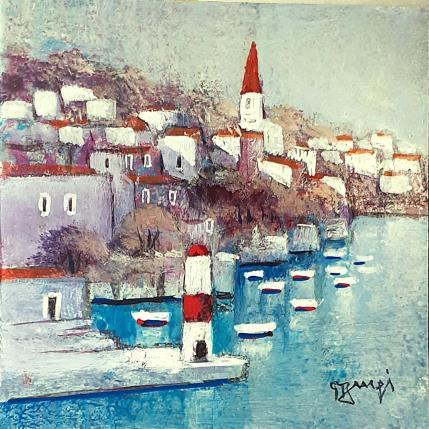 Peinture AQ172 PETIT PORT DE SICILE par Burgi Roger | Tableau Figuratif Acrylique Marine, Paysages, Urbain