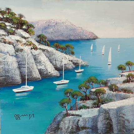 Peinture AQ151 CALANQUE DE CASSIS par Burgi Roger | Tableau Figuratif Acrylique Marine, Nature, Paysages