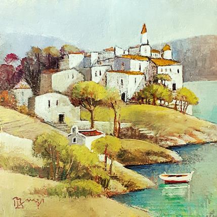 Peinture AQ187 VILLAGE A LA CHAPELLE (SICILE) par Burgi Roger | Tableau Figuratif Acrylique Marine, Paysages, Urbain