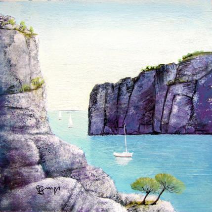 Peinture AM80 CALANQUE DE MARSEILLE par Burgi Roger | Tableau Figuratif Acrylique Marine, Nature, Paysages