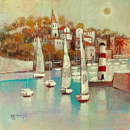 Peinture AQ180 PORT DE SARDAIGNE par Burgi Roger | Tableau Figuratif Acrylique Marine, Paysages, Urbain