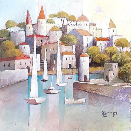 Peinture AR48 LES DEUX TOURS par Burgi Roger | Tableau Figuratif Acrylique Marine, Paysages, Urbain