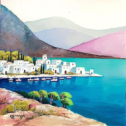 Peinture AR50 MYTIKAS EN GRECE par Burgi Roger | Tableau Figuratif Acrylique Marine, Nature, Paysages