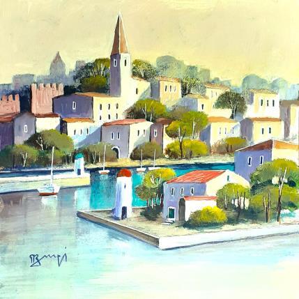 Peinture AR57 L'ENTREE DU PORT (SARDAIGNE) par Burgi Roger | Tableau Figuratif Acrylique Marine, Paysages, Urbain