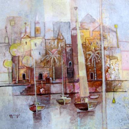 Painting AN119 UN PETIT PORT DE SICILE by Burgi Roger | Painting Figurative Acrylic Landscapes, Marine, Urban