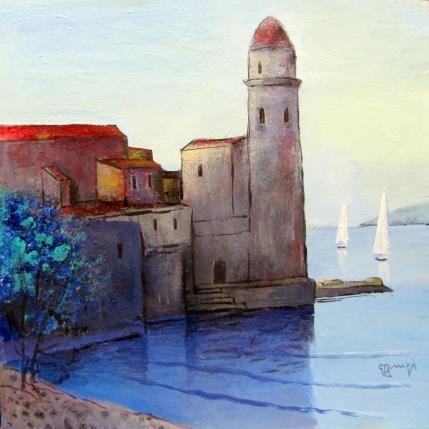 Peinture AN218 COLLIOURE par Burgi Roger | Tableau Figuratif Acrylique Marine, Paysages, Urbain