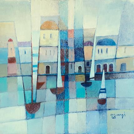 Peinture AQ69 MARINE BLEUE par Burgi Roger | Tableau Figuratif Acrylique Marine, Paysages, Urbain