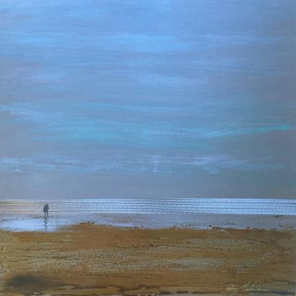 Peinture Couple plage du Lido  par Mahieu Bertrand | Tableau Figuratif Métal Marine, Paysages