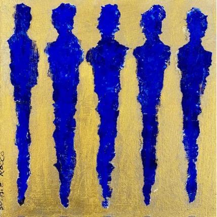 Peinture L'or bleu par Rocco Sophie | Tableau Art Singulier Acrylique, Collage Minimaliste