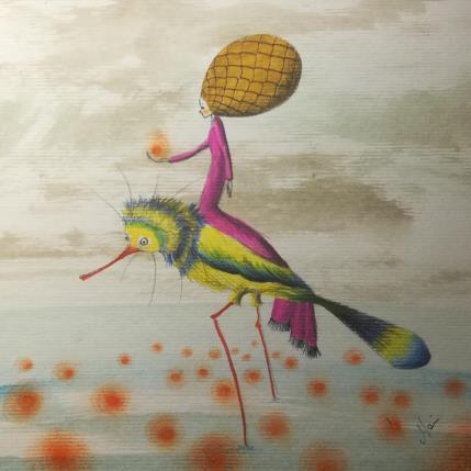 Peinture Quello che ho par Nai | Tableau Surréalisme Acrylique, Collage Animaux, Marine, Nature