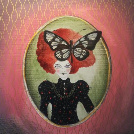 Peinture Quando si posò quella farfalla, ma era nera par Nai | Tableau Surréalisme Acrylique, Collage Animaux, Nature, Portraits