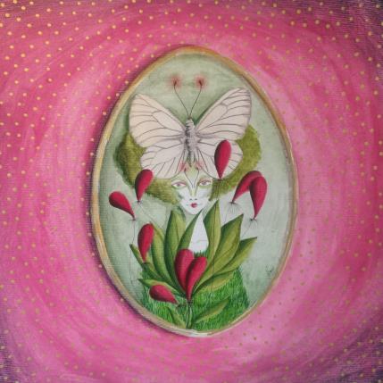 Peinture La memoria di un viso e una farfalla par Nai | Tableau Surréalisme Acrylique, Collage Animaux, Nature, Portraits