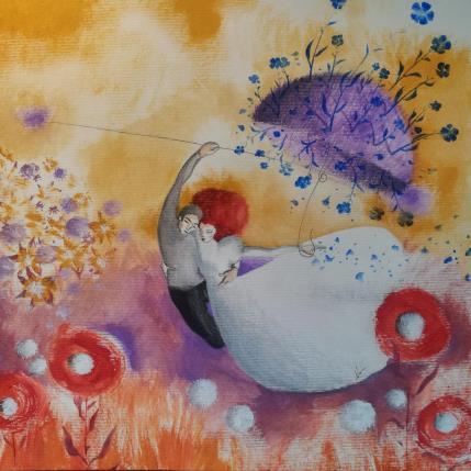 Peinture Io e te, e Redon par Nai | Tableau Surréalisme Acrylique, Collage Nature, Scènes de vie