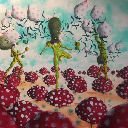 Peinture Encore des acrobaties  par Nai | Tableau Surréalisme Acrylique, Collage Nature, Scènes de vie