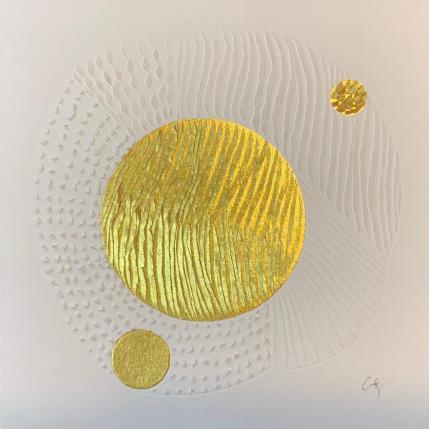 Peinture Flowers sun par Caitrin Alexandre | Tableau Abstrait Encre, Feuille d'or, Papier Architecture, Minimaliste