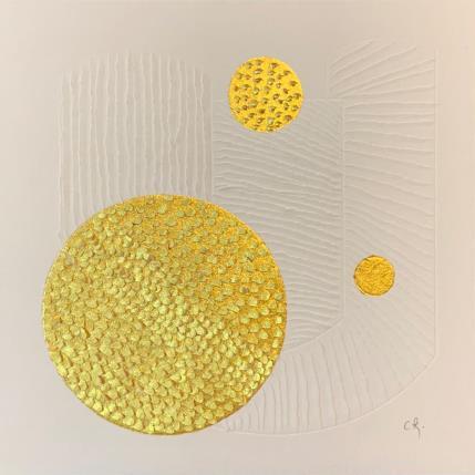 Peinture Diamond sun par Caitrin Alexandre | Tableau Matiérisme Encre, Feuille d'or, Papier Minimaliste