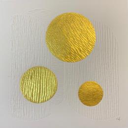 Painting Dubaï sun by Caitrin Alexandre | Painting Abstract Gold leaf, Ink, Paper Minimalist