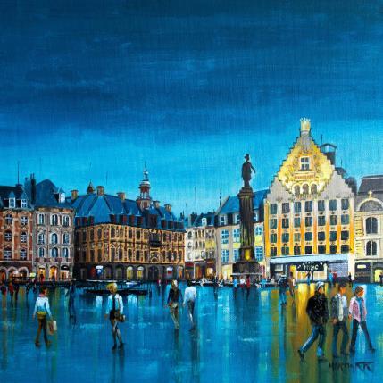 Peinture Atardece en la Gran plaza par Rodriguez Rio Martin | Tableau Figuratif Huile Urbain