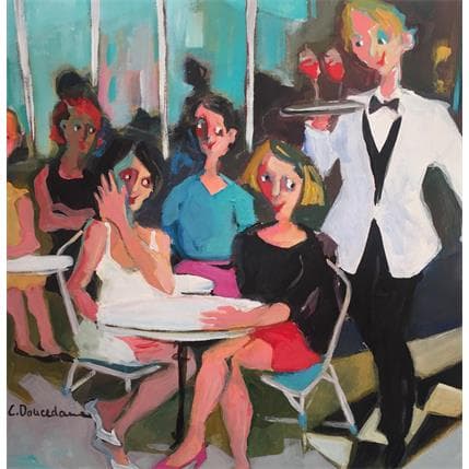 Peinture Le serveur à veste blanche par Doucedame Christine | Tableau Figuratif Acrylique Scènes de vie