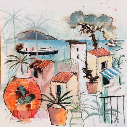 Painting Immense paysage by Colombo Cécile | Painting Naive art Acrylic, Gluing, Ink, Pastel, Watercolor Landscapes, Life style, Nature