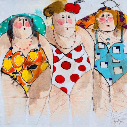 Painting Louise Noelle Véronique by Colombo Cécile | Painting Naive art Acrylic, Gluing, Ink, Pastel, Watercolor Portrait