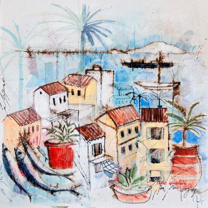 Pintura Escale marine por Colombo Cécile | Pintura Naive art Acrylic, Gluing, Ink, Pastel, Watercolor Landscapes, Life style, Nature