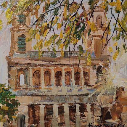 Peinture Eglise St Sulpice par Novokhatska Olga | Tableau Figuratif Acrylique, Huile Urbain