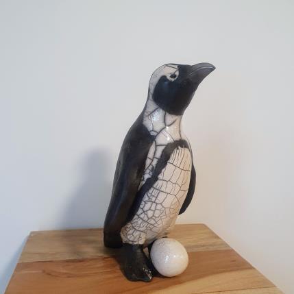 Sculpture La Gardienne par Escoffier Odile | Sculpture Figuratif Raku Animaux